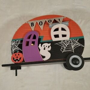 Halloween Haunted Lighted Metal/Tin‎ Camper House Pumpkins Boo! Ghosts